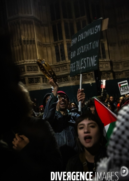 Rassemblement pour Gaza devant Westminster. 