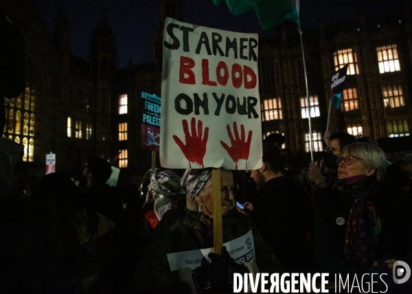 Rassemblement pour Gaza devant Westminster. 