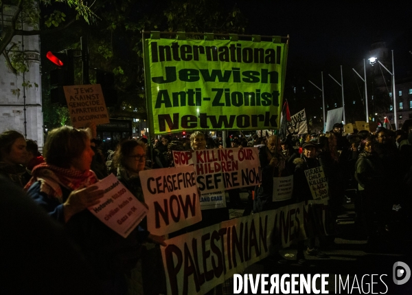 Rassemblement pour Gaza devant Westminster. 