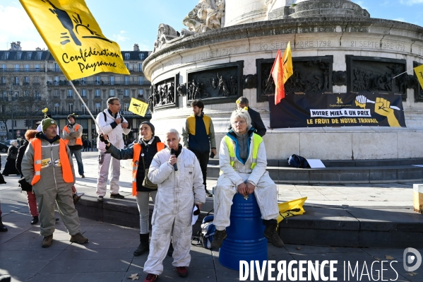 Les apicultrices et apiculteurs en colère manifestent à Paris pour demander des prix rémunérateurs en apiculture.