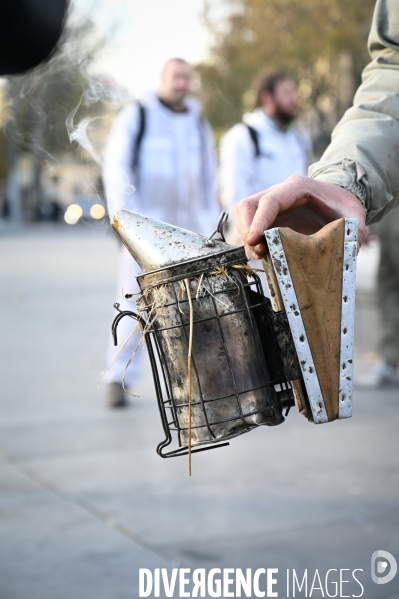 Les apicultrices et apiculteurs en colère manifestent à Paris pour demander des prix rémunérateurs en apiculture.