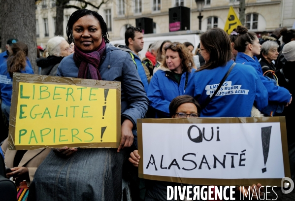 Rassemblement de travailleurs sans papiers devant l assemblee nationale