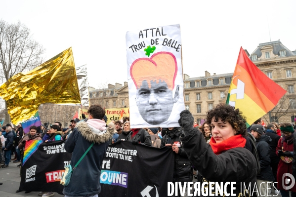 LOI IMMIGRATION. Manifestation parisienne du 14/01/2024