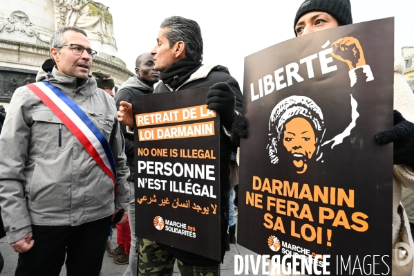 LOI IMMIGRATION. Manifestation parisienne du 14/01/2024