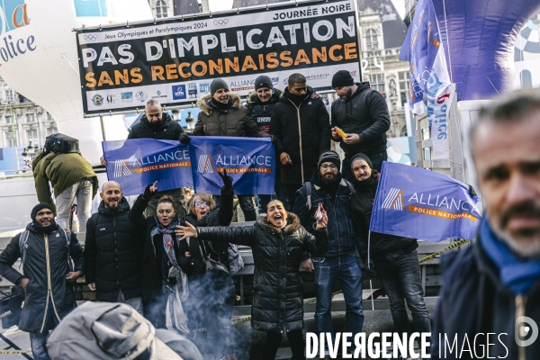 Paris 2024 : Manifestation de policiers