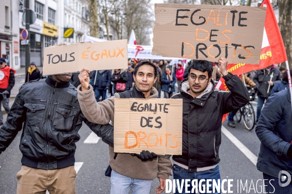 Manifestation contre la loi immigration à Tours le 14.01.2024