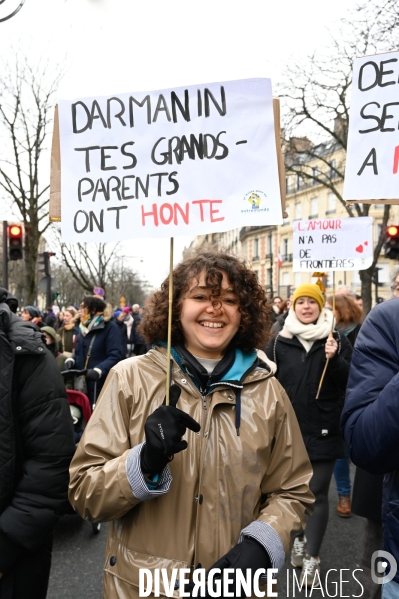 LOI IMMIGRATION. Manifestation parisienne du 21/01/2024