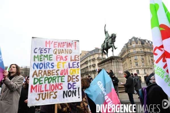 LOI IMMIGRATION. Manifestation parisienne du 21/01/2024