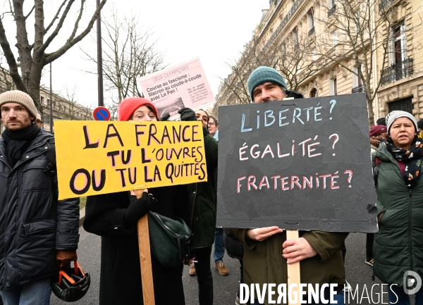 LOI IMMIGRATION. Manifestation parisienne du 21/01/2024