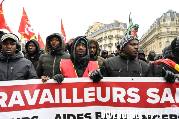 LOI IMMIGRATION. Manifestation parisienne du 21/01/2024