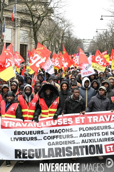 LOI IMMIGRATION. Manifestation parisienne du 21/01/2024