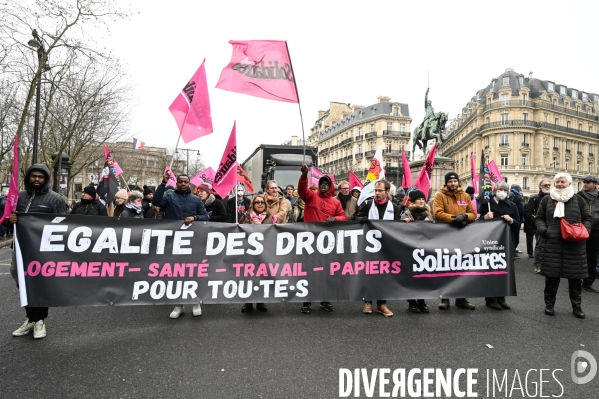 LOI IMMIGRATION. Manifestation parisienne du 21/01/2024