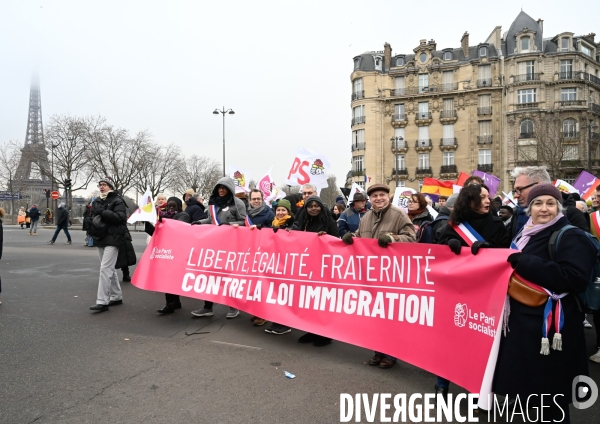 LOI IMMIGRATION. Manifestation parisienne du 21/01/2024