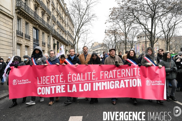 LOI IMMIGRATION. Manifestation parisienne du 21/01/2024