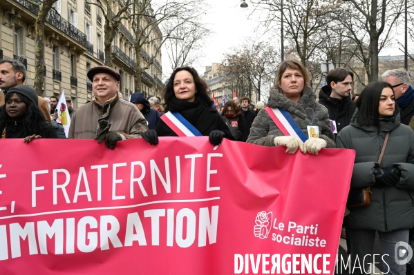 LOI IMMIGRATION. Manifestation parisienne du 21/01/2024