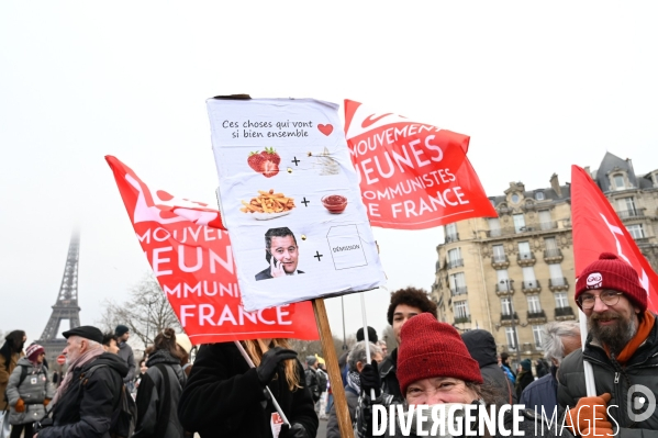 LOI IMMIGRATION. Manifestation parisienne du 21/01/2024