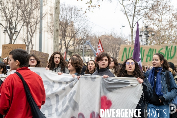 Manifestation enseignants et lycéens  1er Fevrier 2024