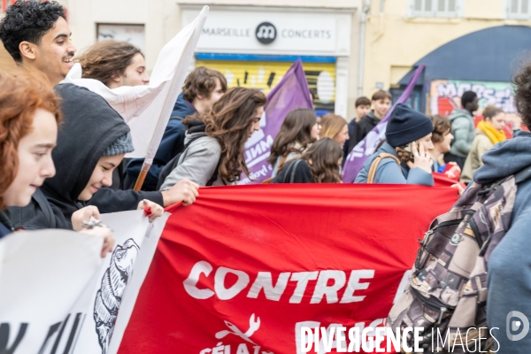 Manifestation enseignants et lycéens  1er Fevrier 2024