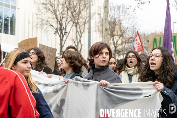 Manifestation enseignants et lycéens  1er Fevrier 2024