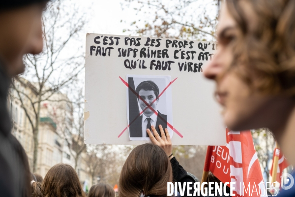 Manifestation enseignants et lycéens  1er Fevrier 2024