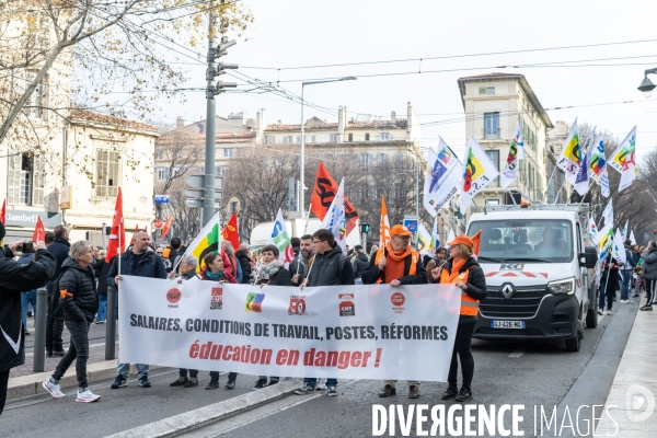 Manifestation enseignants et lycéens  1er Fevrier 2024