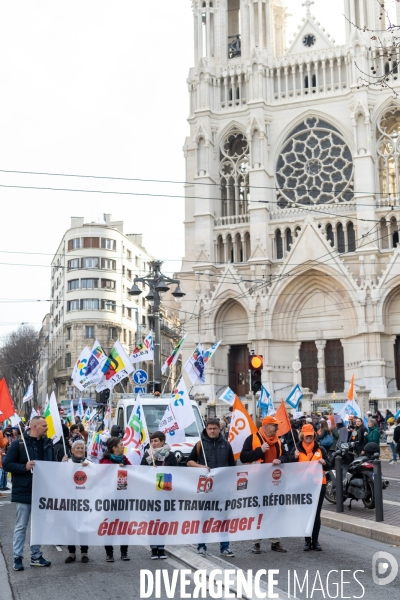 Manifestation enseignants et lycéens  1er Fevrier 2024