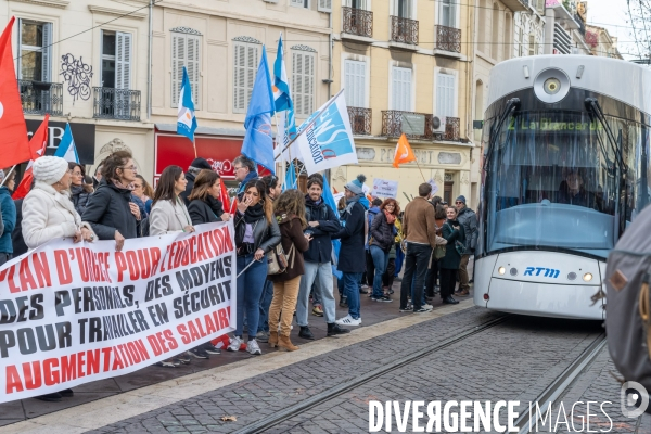 Manifestation enseignants et lycéens  1er Fevrier 2024