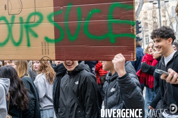 Manifestation enseignants et lycéens  1er Fevrier 2024