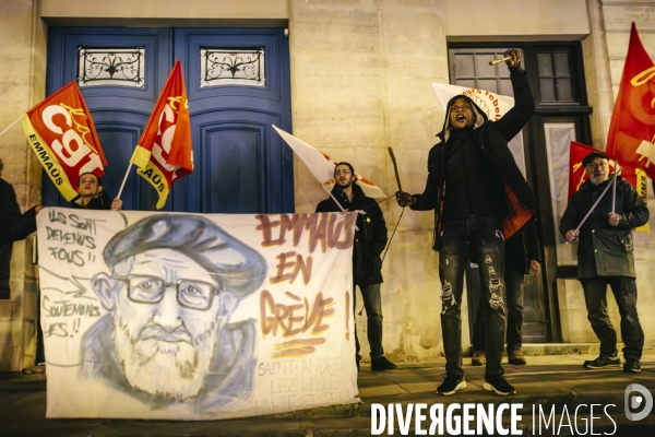 Contre manifestation de salaries sans papiers d Emmaus en greve