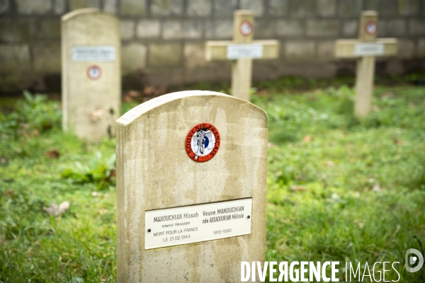 Commemoration hommage groupe Manouchian. Tombes groupe Manouchian.