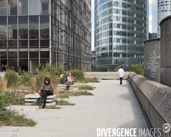 La Défense, petit espace vert aménagé pour les employés 