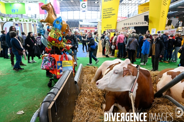 Salon de l Agriculture 2024. Les enfants viennent voir les animaux.