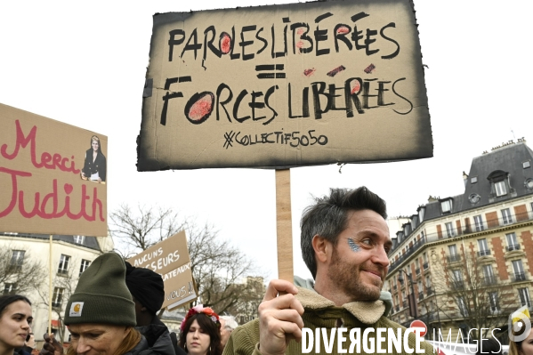 Manifestation pour La Journée internationale des droits des femmes, le 8 Mars 2024. International women sday in Paris.