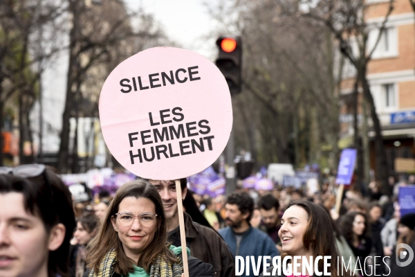 Manifestation pour La Journée internationale des droits des femmes, le 8 Mars 2024. International women sday in Paris.