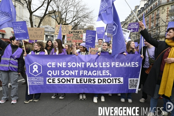 Manifestation pour La Journée internationale des droits des femmes, le 8 Mars 2024. International women sday in Paris.