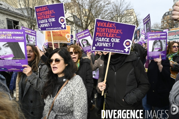 Manifestation pour La Journée internationale des droits des femmes, le 8 Mars 2024. International women sday in Paris.
