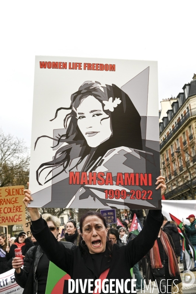 Manifestation pour La Journée internationale des droits des femmes, le 8 Mars 2024. International women sday in Paris.