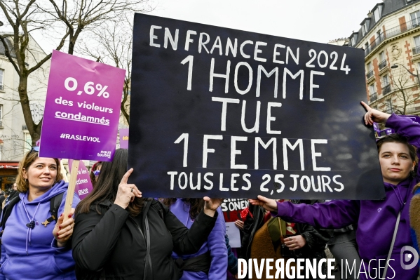 Manifestation pour La Journée internationale des droits des femmes, le 8 Mars 2024. International women sday in Paris.