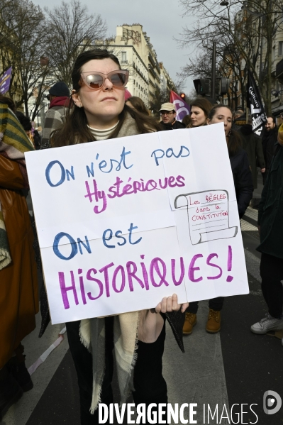 Manifestation pour La Journée internationale des droits des femmes, le 8 Mars 2024. International women sday in Paris.