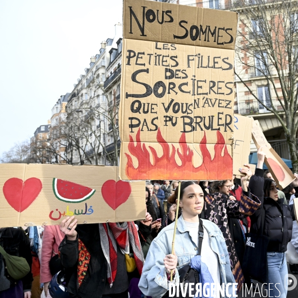 Manifestation pour La Journée internationale des droits des femmes, le 8 Mars 2024. International women sday in Paris.