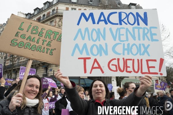 Manifestation pour La Journée internationale des droits des femmes, le 8 Mars 2024. International women sday in Paris.