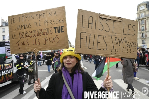 Manifestation pour La Journée internationale des droits des femmes, le 8 Mars 2024. International women sday in Paris.