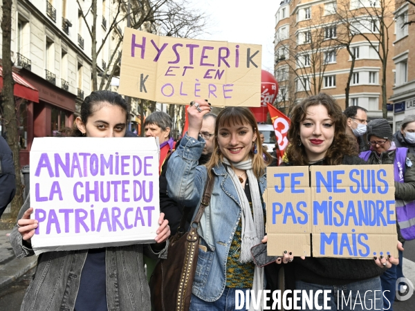 Manifestation pour La Journée internationale des droits des femmes, le 8 Mars 2024. International women sday in Paris.