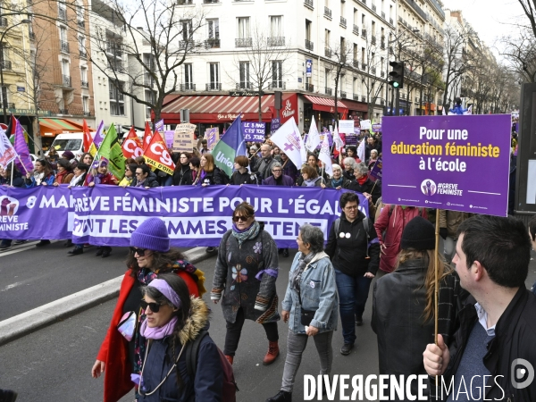 Manifestation pour La Journée internationale des droits des femmes, le 8 Mars 2024. International women sday in Paris.