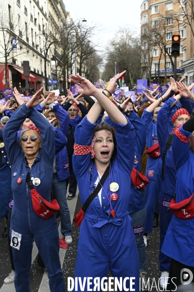 Manifestation pour La Journée internationale des droits des femmes, le 8 Mars 2024. International women sday in Paris.