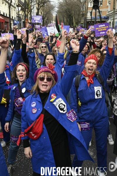 Manifestation pour La Journée internationale des droits des femmes, le 8 Mars 2024. International women sday in Paris.