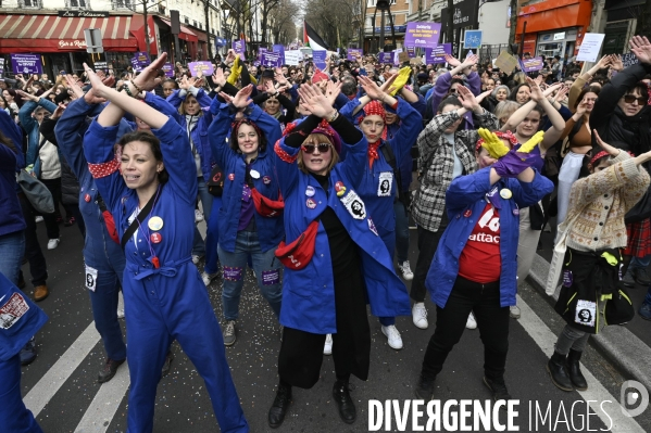 Manifestation pour La Journée internationale des droits des femmes, le 8 Mars 2024. International women sday in Paris.