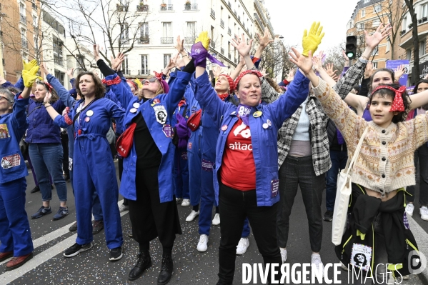 Manifestation pour La Journée internationale des droits des femmes, le 8 Mars 2024. International women sday in Paris.