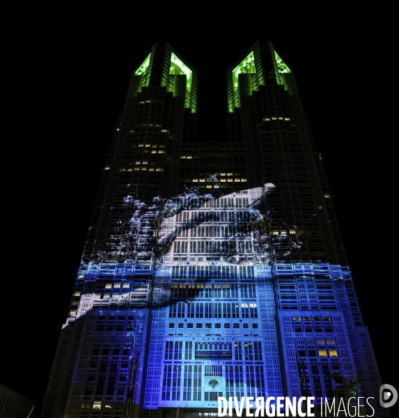 Le plus grand video mapping au monde illumine les tours du gouvernement metropolitain de tokyo