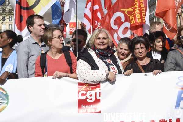 Manifestation dans la fonction publique, à Paris. Public sector workers demonstrate.